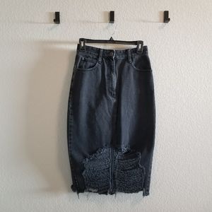 Black denim skirt
